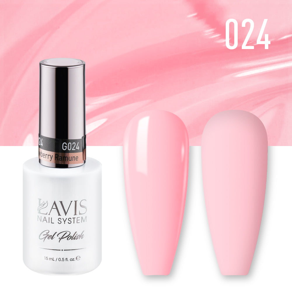 LAVIS 024 Strawberry Ramune - Gel Polish & Matching Nail Lacquer Duo Set - 0.5oz