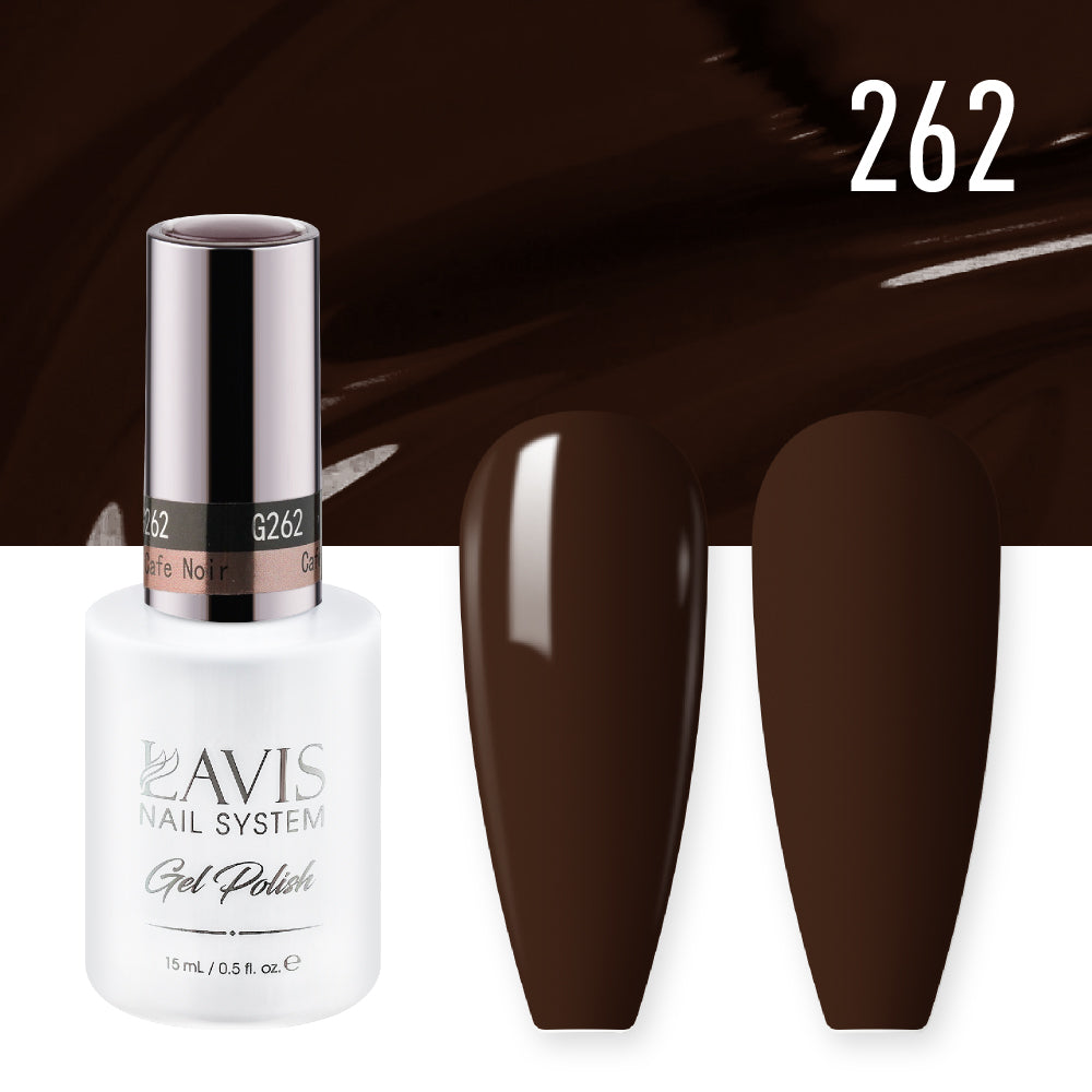 LAVIS 262 Cafe Noir - Gel Polish & Matching Nail Lacquer Duo Set - 0.5oz