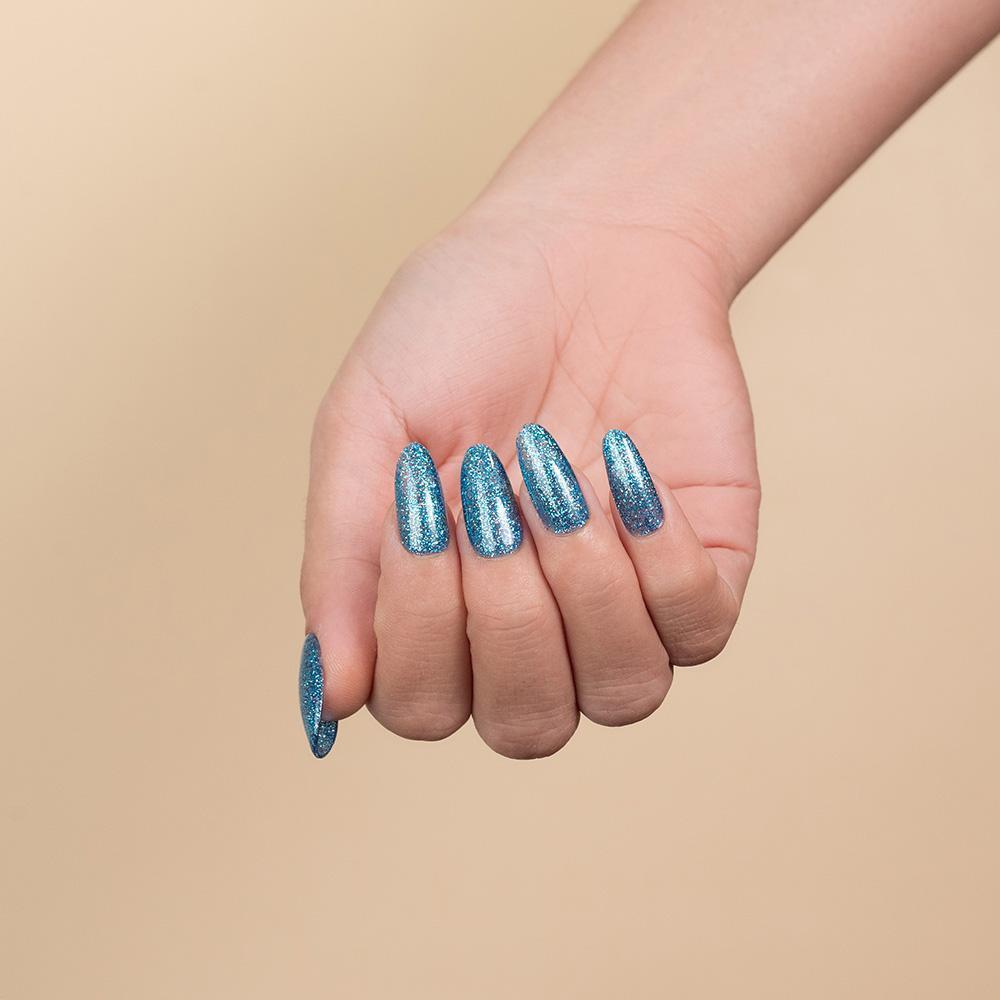 LDS Blue Glitter Dipping Powder Nail Colors - 161 Life Is Lit