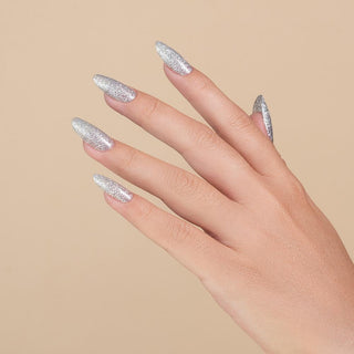LDS Dipping Powder Nail - 165 Silver Fog - Glitter, Silver Colors