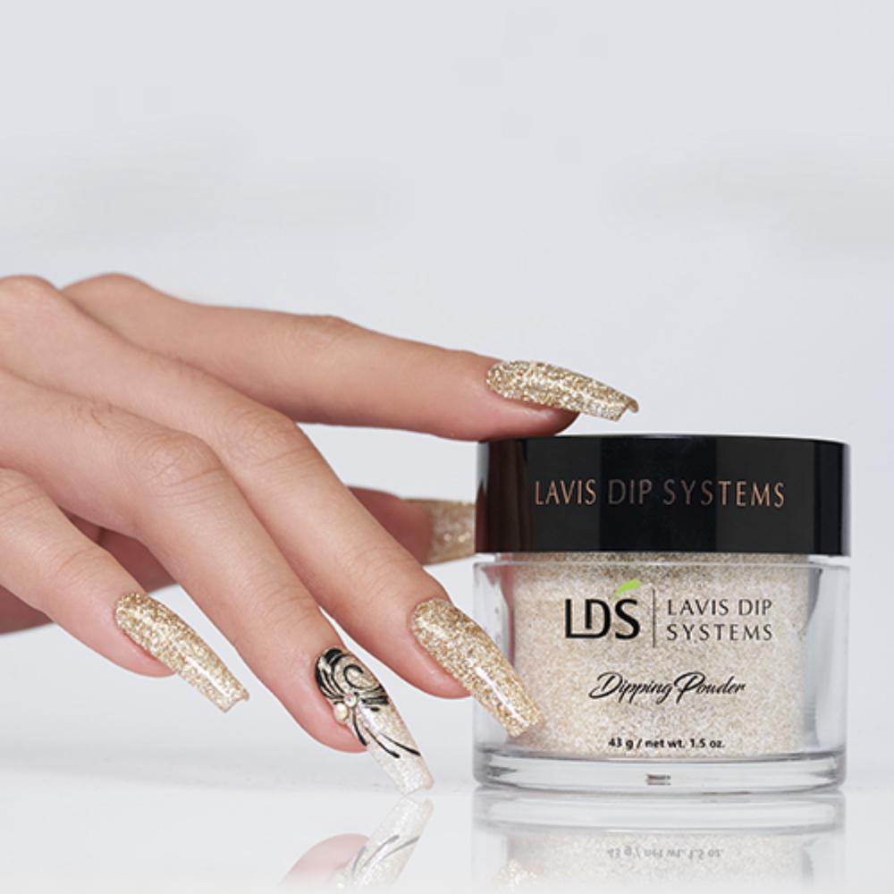  LDS Glitter Gold Dipping Powder Nail Colors - 168 Let Me Explain by LDS sold by Lavis Dip Systems Inc