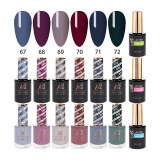  LDS Healthy Gel & Matching Lacquer Starter Kit: 67,68,69,70,71,72,Base,Top & Strengthener