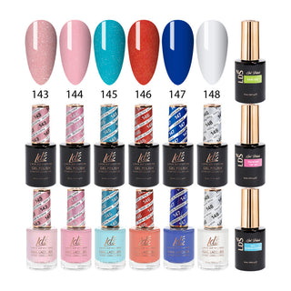  LDS Healthy Gel & Matching Lacquer Starter Kit: 143,144,145,146,147,148,Base,Top & Strengthener