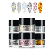 LDS Snowflake Glitter Nail Art Set (6 colors): SF01-SF06