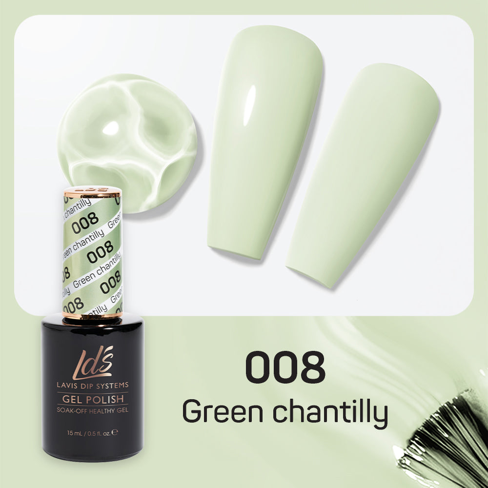 LDS 008 Green Chantilly - LDS Gel Polish & Matching Nail Lacquer Duo Set - 0.5oz