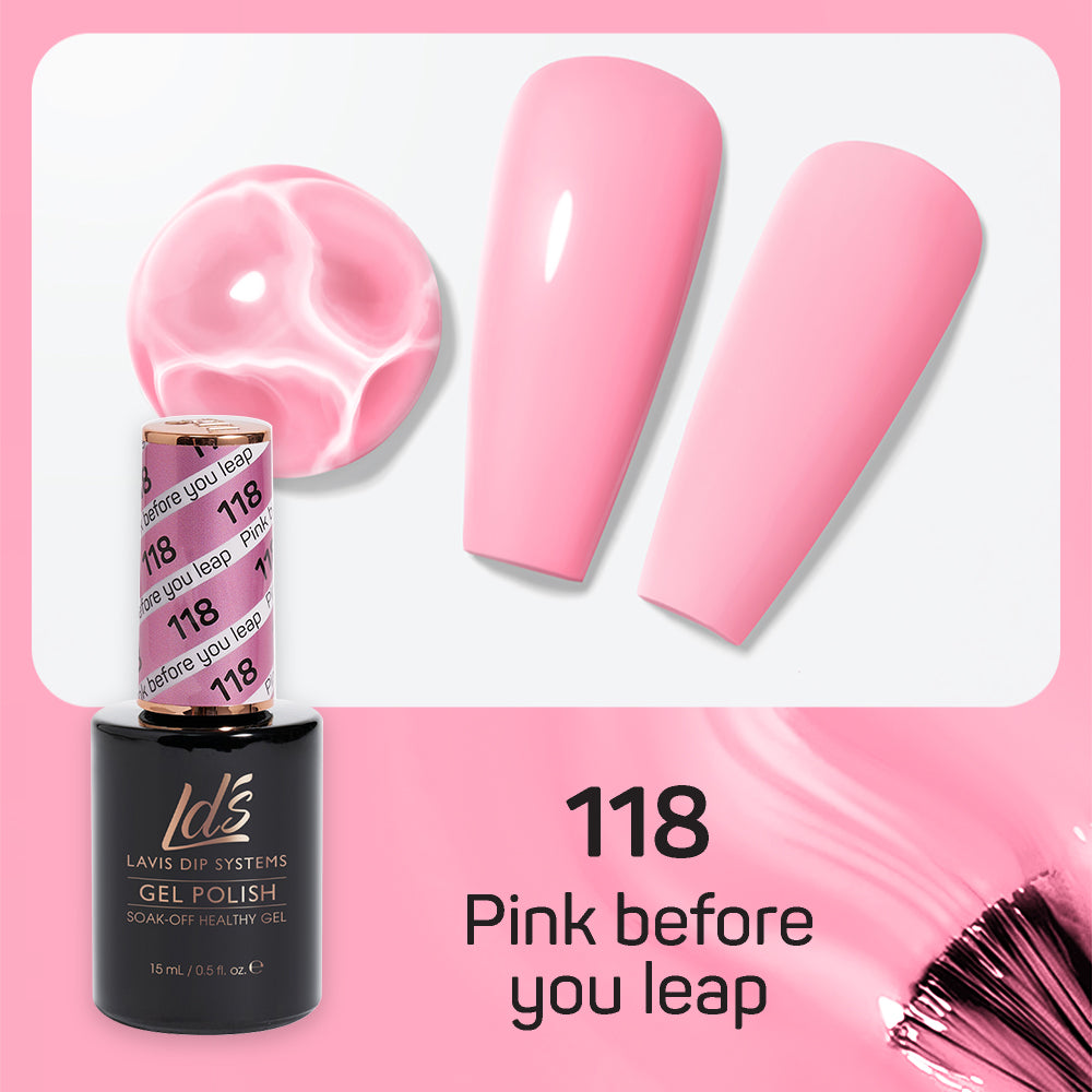 LDS 118 Pink Before You Leap - LDS Gel Polish & Matching Nail Lacquer Duo Set - 0.5oz