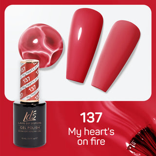LDS 137 My Heart's On Fire - LDS Gel Polish & Matching Nail Lacquer Duo Set - 0.5oz