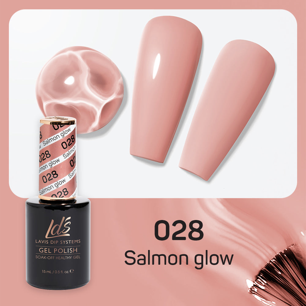 LDS 028 Salmon Glow - LDS Gel Polish & Matching Nail Lacquer Duo Set - 0.5oz