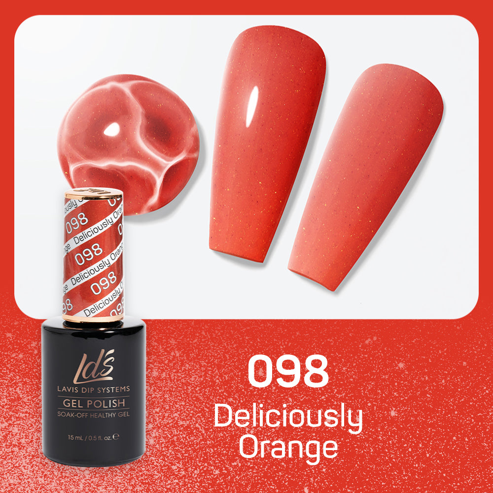 LDS 098 Deliciously Orange - LDS Gel Polish & Matching Nail Lacquer Duo Set - 0.5oz