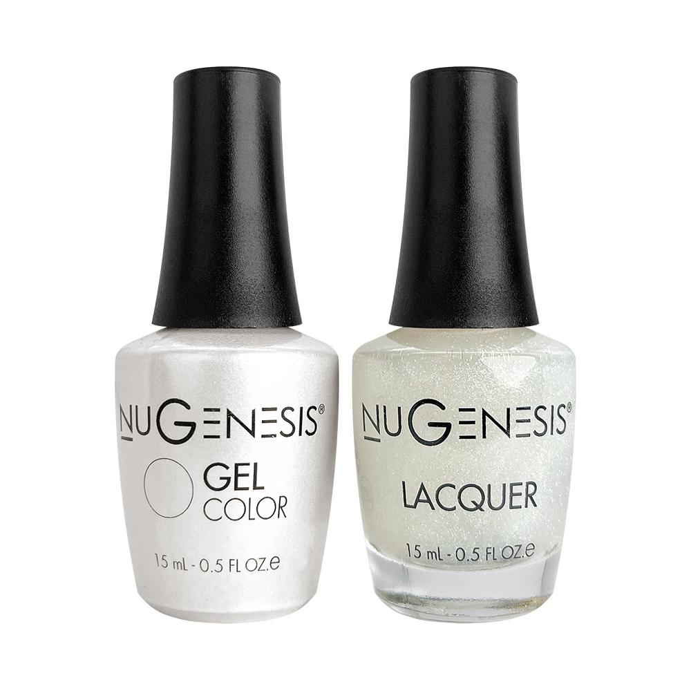Nugenesis Gel Nail Polish Duo - 039 White Glitter Colors - Lady Luck
