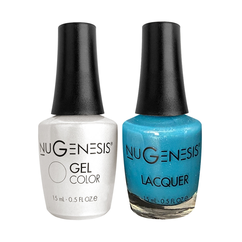Nugenesis Gel Nail Polish Duo - 065 Blue Glitter Colors - Blue Bayou