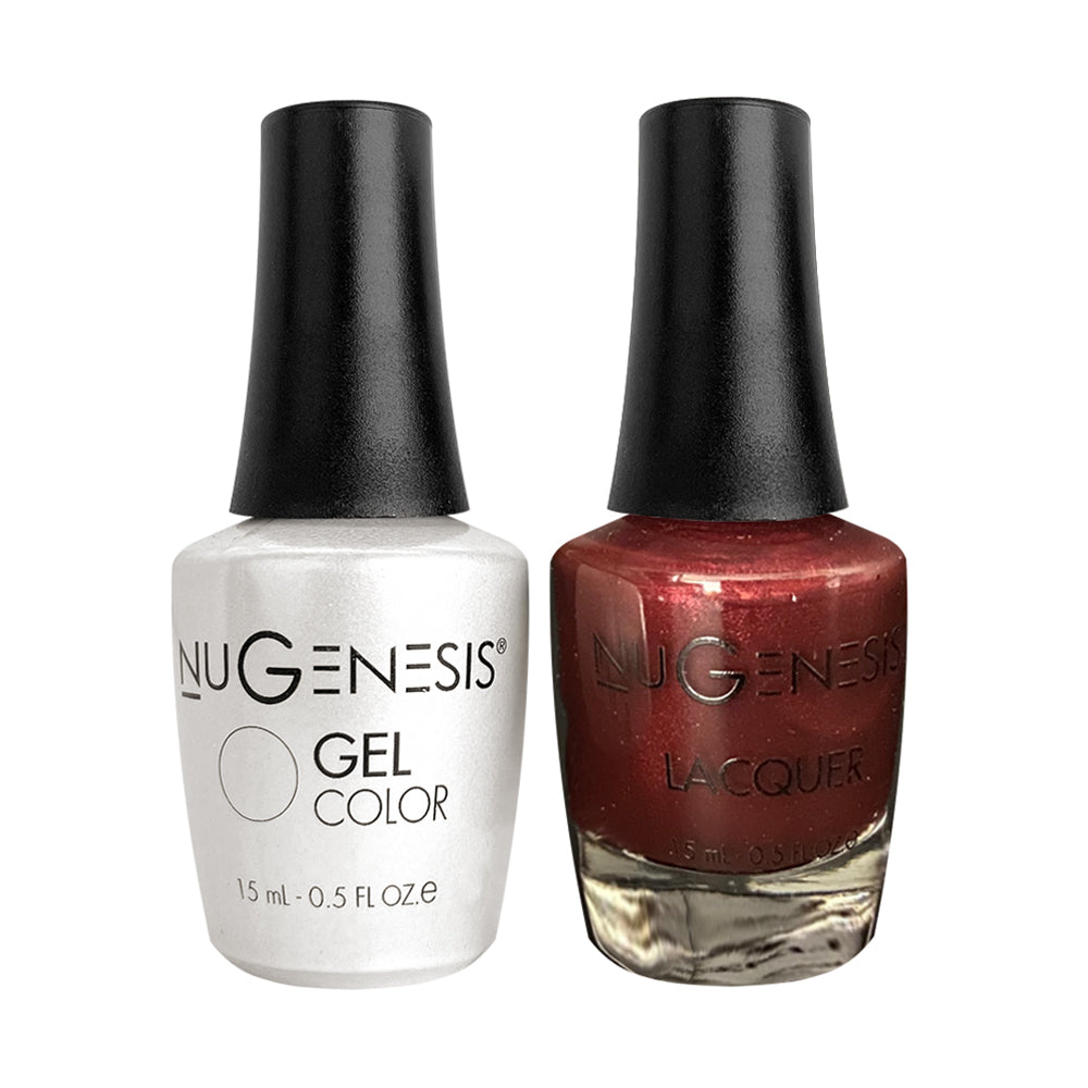 Nugenesis Gel Nail Polish Duo - 068 Red Glitter Colors - Burnt Sienna