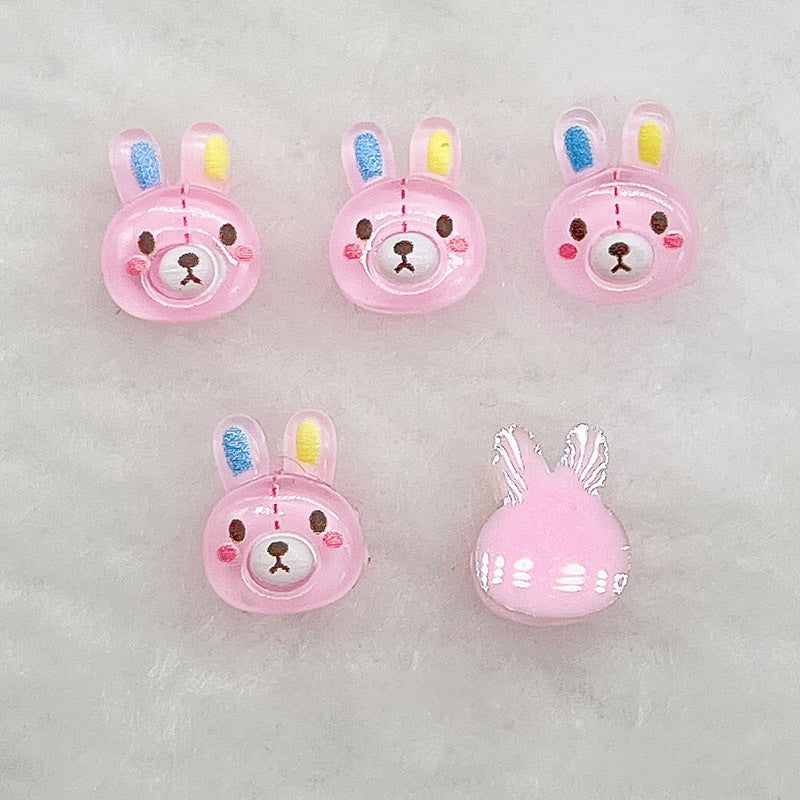 #384 2PCS Multicolor Pink Bunny Nail Charm