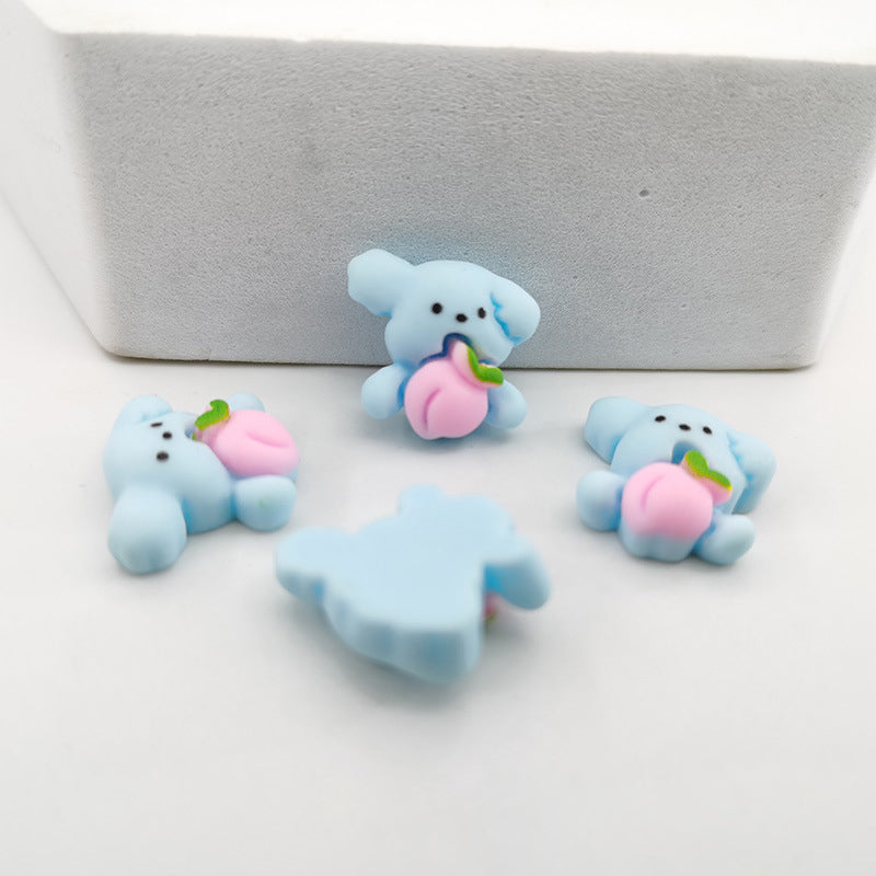 #434 2PCS Blue Dog with Peach Charm