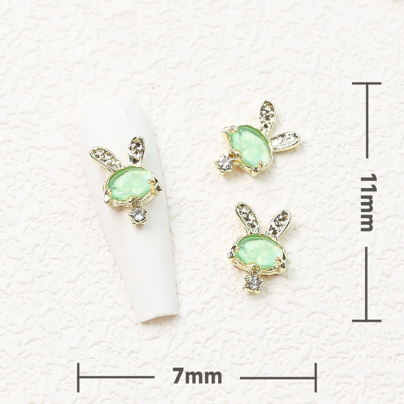 LX2 #140-148 2PCS Crystal Bunny Nail Charm