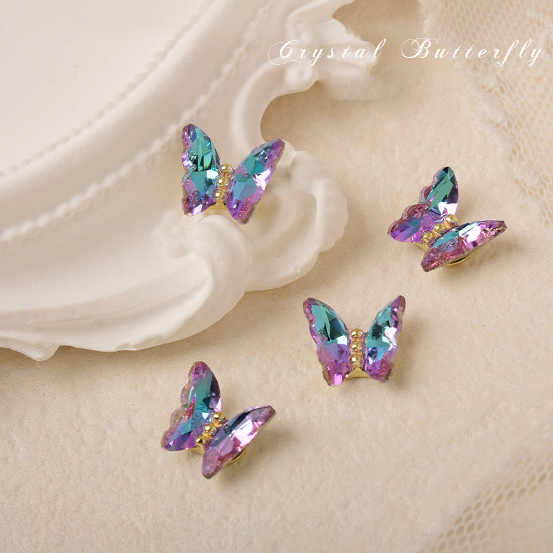 LX2 #307-314 2PCS Crystal Butterfly Nail Charm