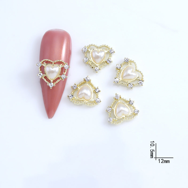 LX2 #257-272 2PCS Gold Halo Heart Nail Charm