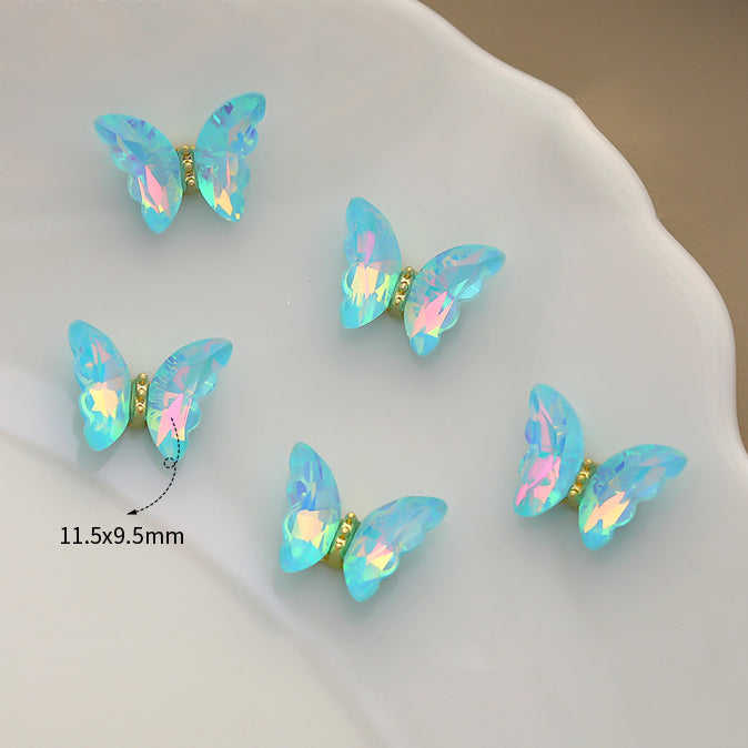 LX2 #443-448 2PCS Crystal Butterfly Nail Charm