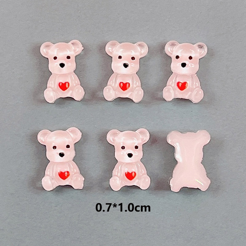 #171-172 2PCS Sitting Jelly Heart Belly Bear Nail Charm