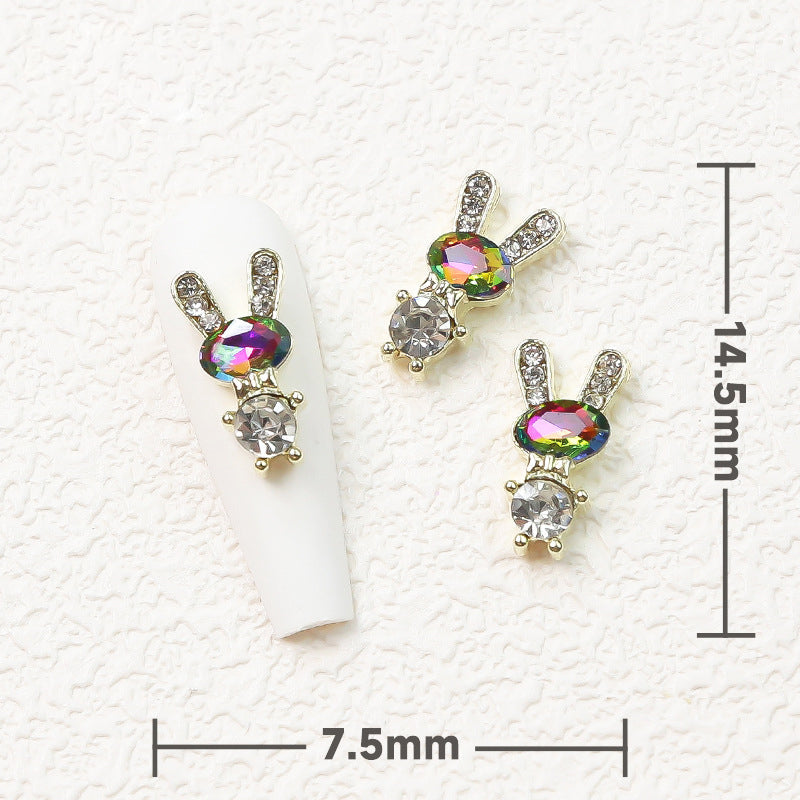 LX2 #140-148 2PCS Crystal Bunny Nail Charm