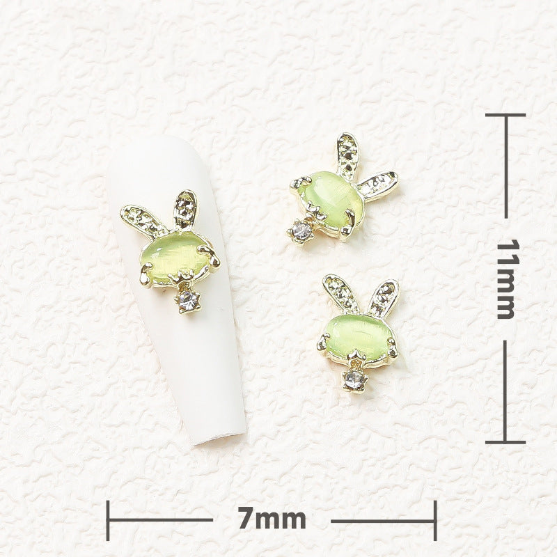 LX2 #140-148 2PCS Crystal Bunny Nail Charm