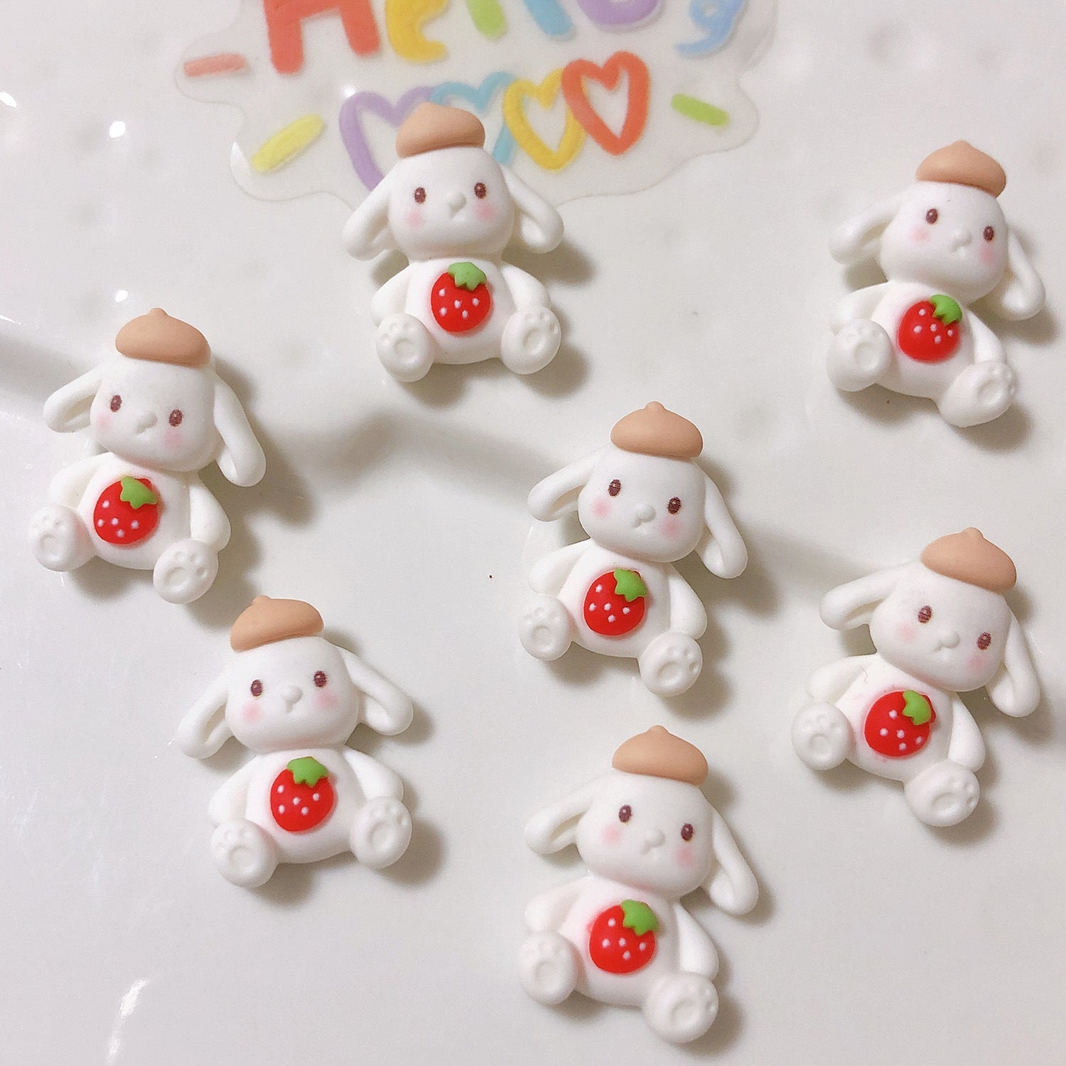 #433 2PCS White Dog with Strawberry Charm