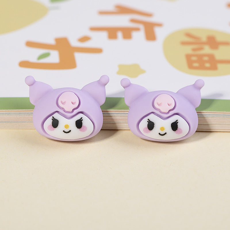 #346 2PCS Clay Kuromi Head Nail Charm - Purple