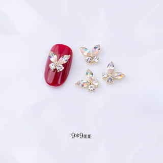 LX2 #289-295 2PCS Clear Two Stone Butterfly Nail Charm