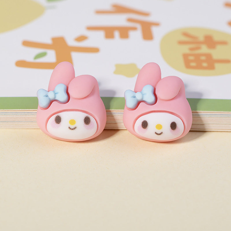 #354 2PCS Clay My Melody Head Nail Charm