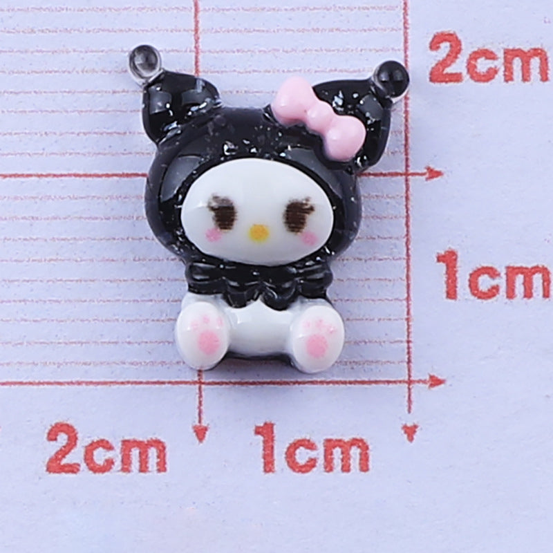 #350 2PCS Crystal Kuromi Nail Charm - Black