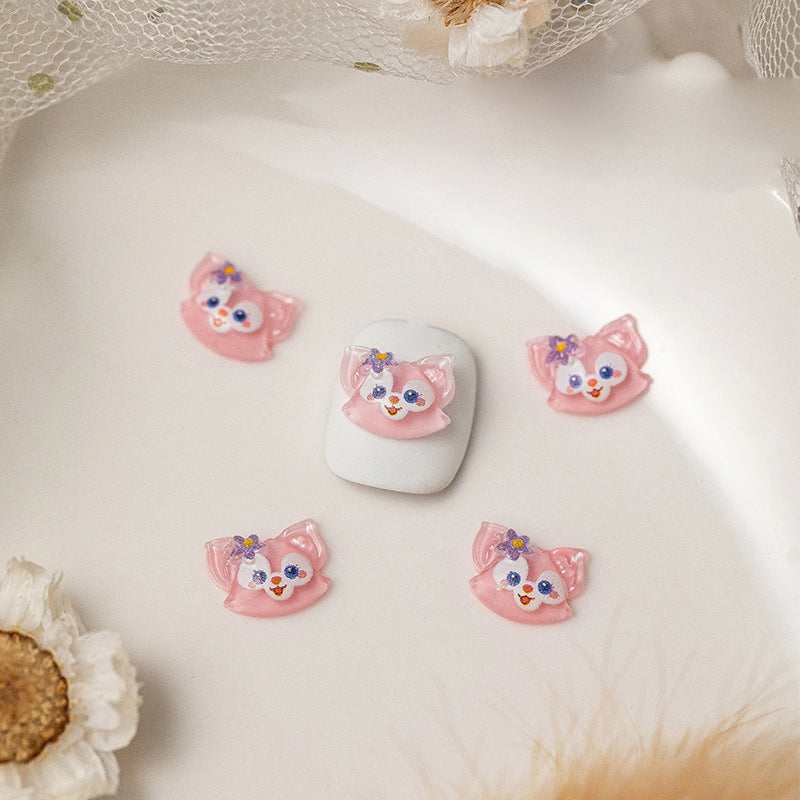 #190-192 2PCS Pink Kitty Nail Charm