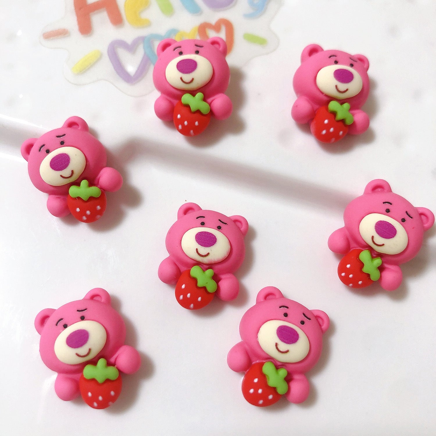 #436 2PCS Strawberry Lotso Bear Charm