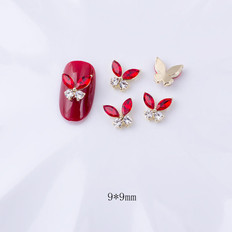 LX2 #289-295 2PCS Clear Two Stone Butterfly Nail Charm