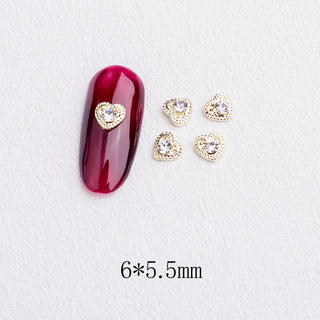 LX2 #253-256 2PCS Mini Rhinestone Heart Nail Charm