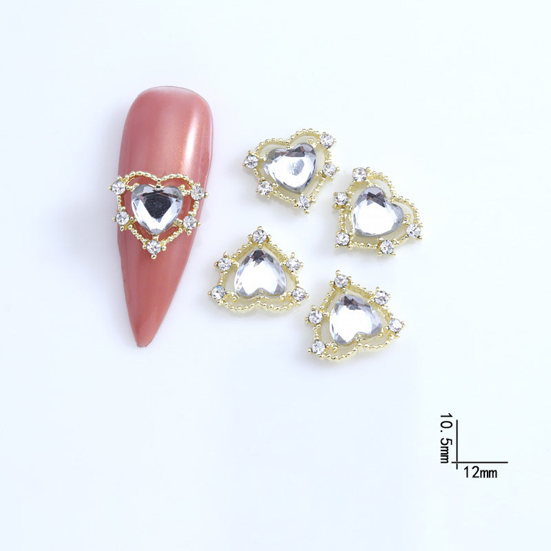 LX2 #257-272 2PCS Gold Halo Heart Nail Charm