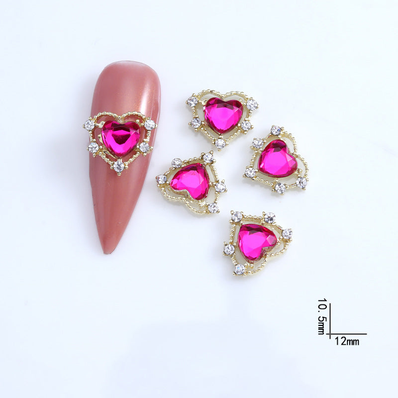 LX2 #257-272 2PCS Gold Halo Heart Nail Charm