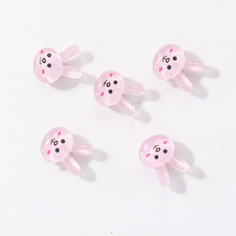 #402 2PCS Pink Rabbit Nail Charm