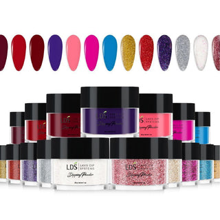LDS Dipping Powder Color 1oz/ea - Ombre Glitter Kit 1 (17 Colors): 013, 023, 033, 079, 086, 087, 120, 162 - 171
