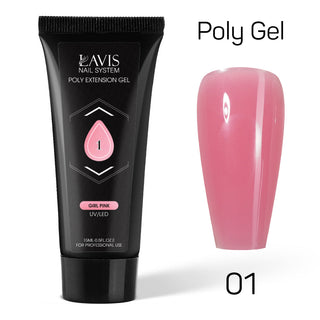 LAVIS Poly Extension Gel 15ml - 01 - Girl Pink