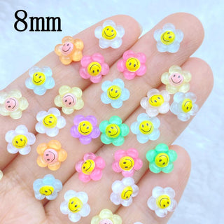 #183 2PCS Cute Mini Happy Flower Nail Charm