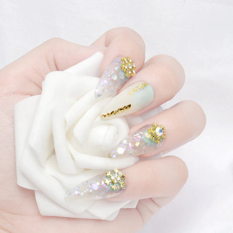 #4A Snowflake Nail Charms - Gold