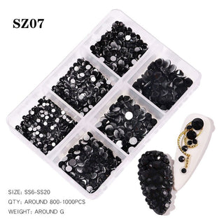 Mix Size 3D Flatback Diamond Black - SZ07