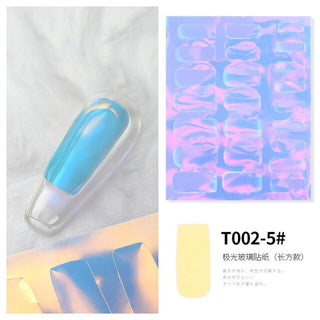 2021 New Aurora Ice Cube Cellophane Large Colorful Transfer Paper Laser Sparkling Candy Paper DIY Nail Art Decoration Sticker - T002-5#