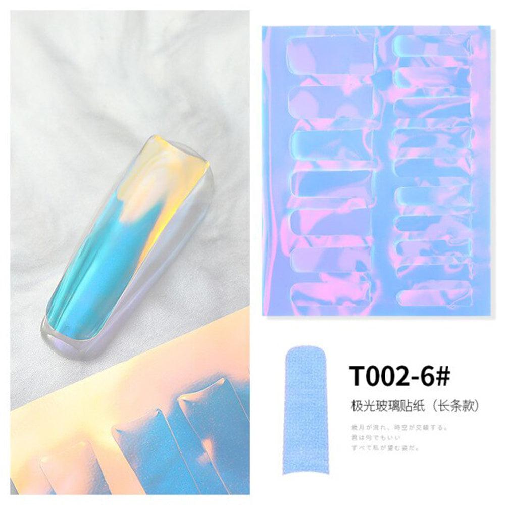 2021 New Aurora Ice Cube Cellophane Large Colorful Transfer Paper Laser Sparkling Candy Paper DIY Nail Art Decoration Sticker - T002-6#