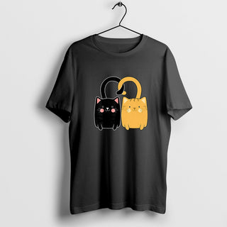 Cute Ginger Cat Black Kitten Love T-Shirt, Ginger Cat Shirt, Black Cat Shirt, Cat Lover Shirt, Gift for Valentines
