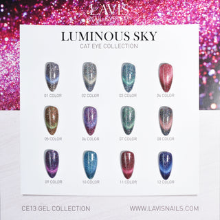 LAVIS Cat Eyes CE13 - Set 12 Colors - Gel Polish 0.5 oz - Luminous Sky Collection