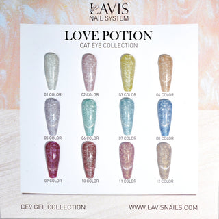 LAVIS Cat Eyes CE9 -  Set 12 Color - Gel Polish 0.5 oz - LOVE POTION Collection V2