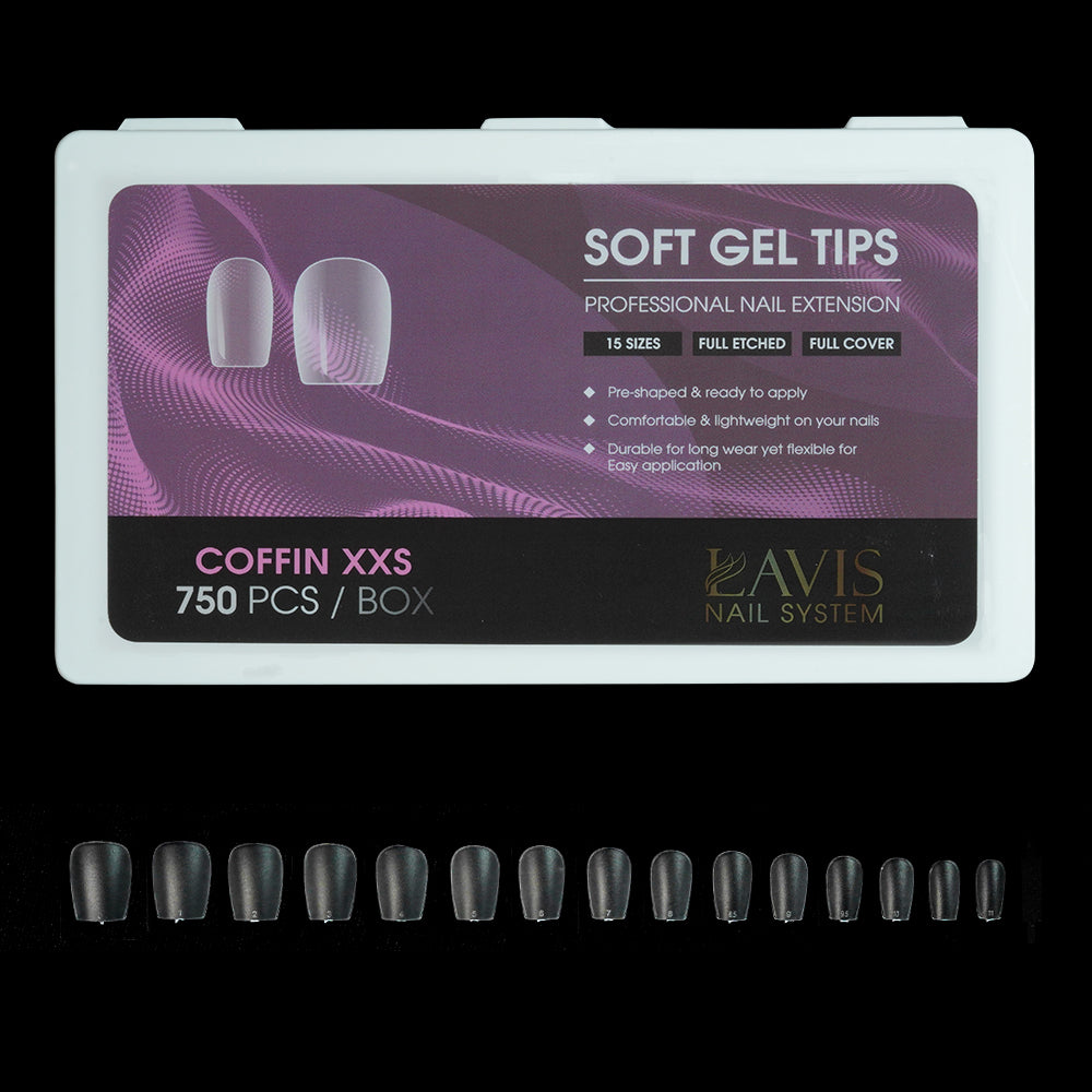 LAVIS Coffin XXS - 15 Sizes Full Etched - Soft Gel Tips