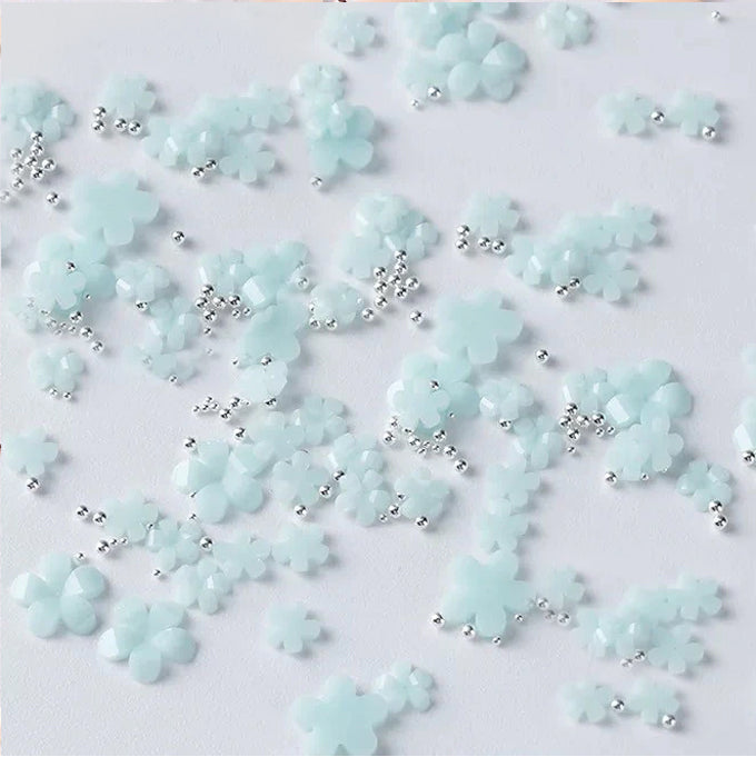 Five Petals 3D Flower Beads & Jewelry Pearl Acrylic Crystal - Blue