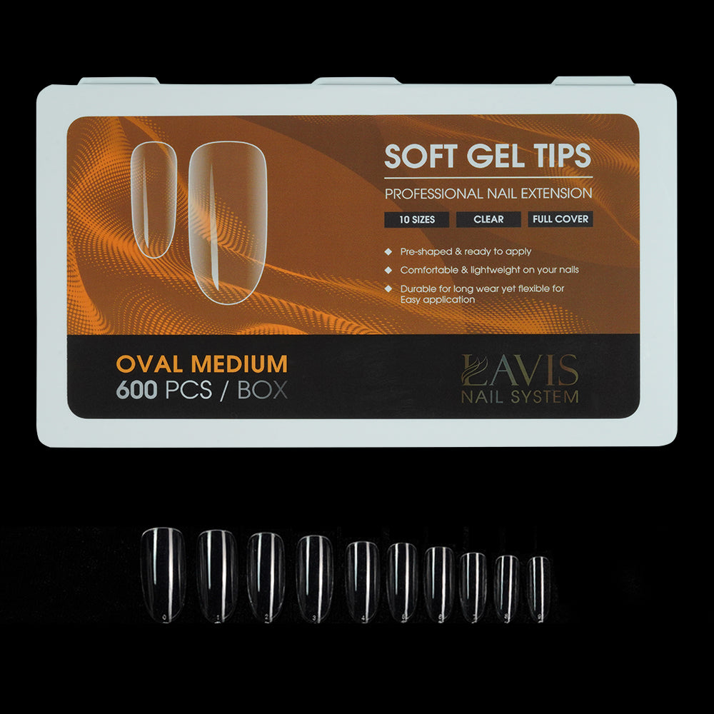 LAVIS Oval Medium - 10 Sizes Clear - Soft Gel Tips